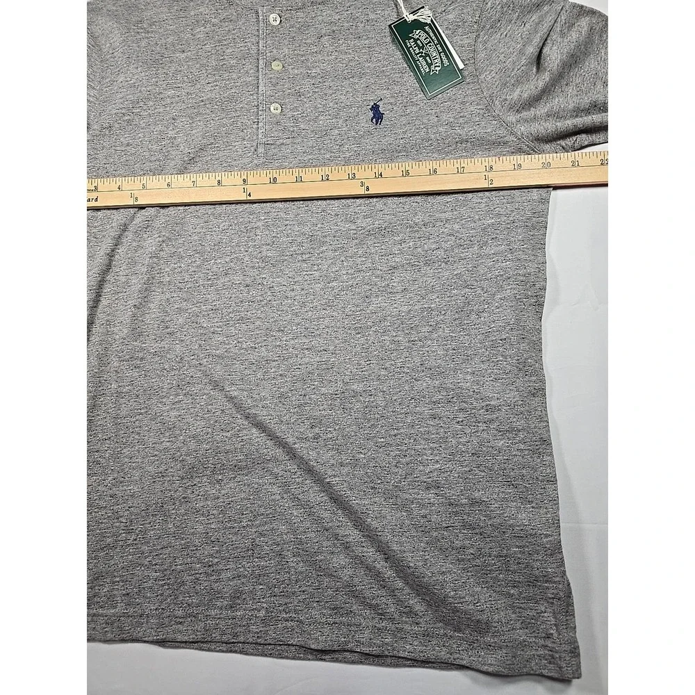Polo Country Ralph Lauren Mens L/S Gray Medium Henley Shirt Logo Classic Fit nwt